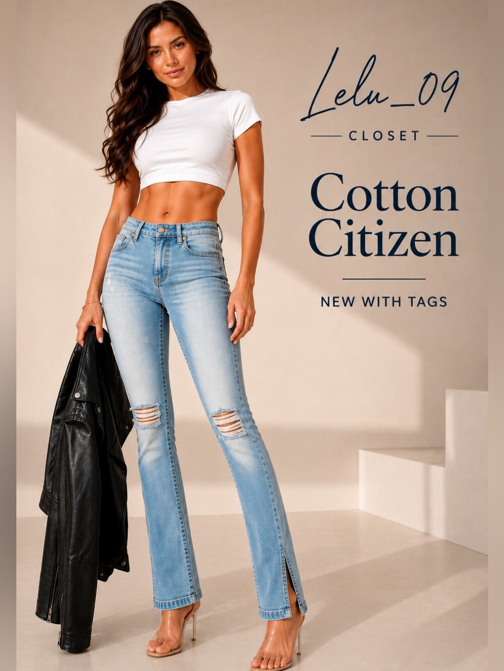 Cotton Citizen High Split Blue Denim Jeans 30